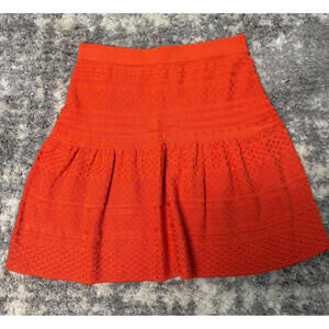 BCBGMAXAZRIA Orange Coral Knit Fit & Flare Skirt Women's Size Small Textured